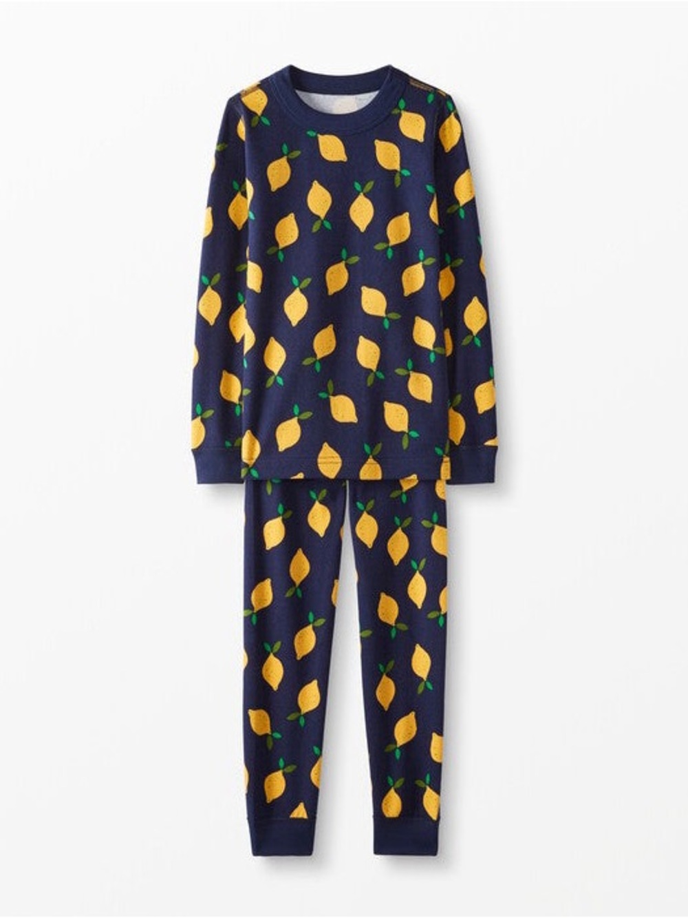 Hanna Andersson Navy Pajama Set with Yellow Lemon Print